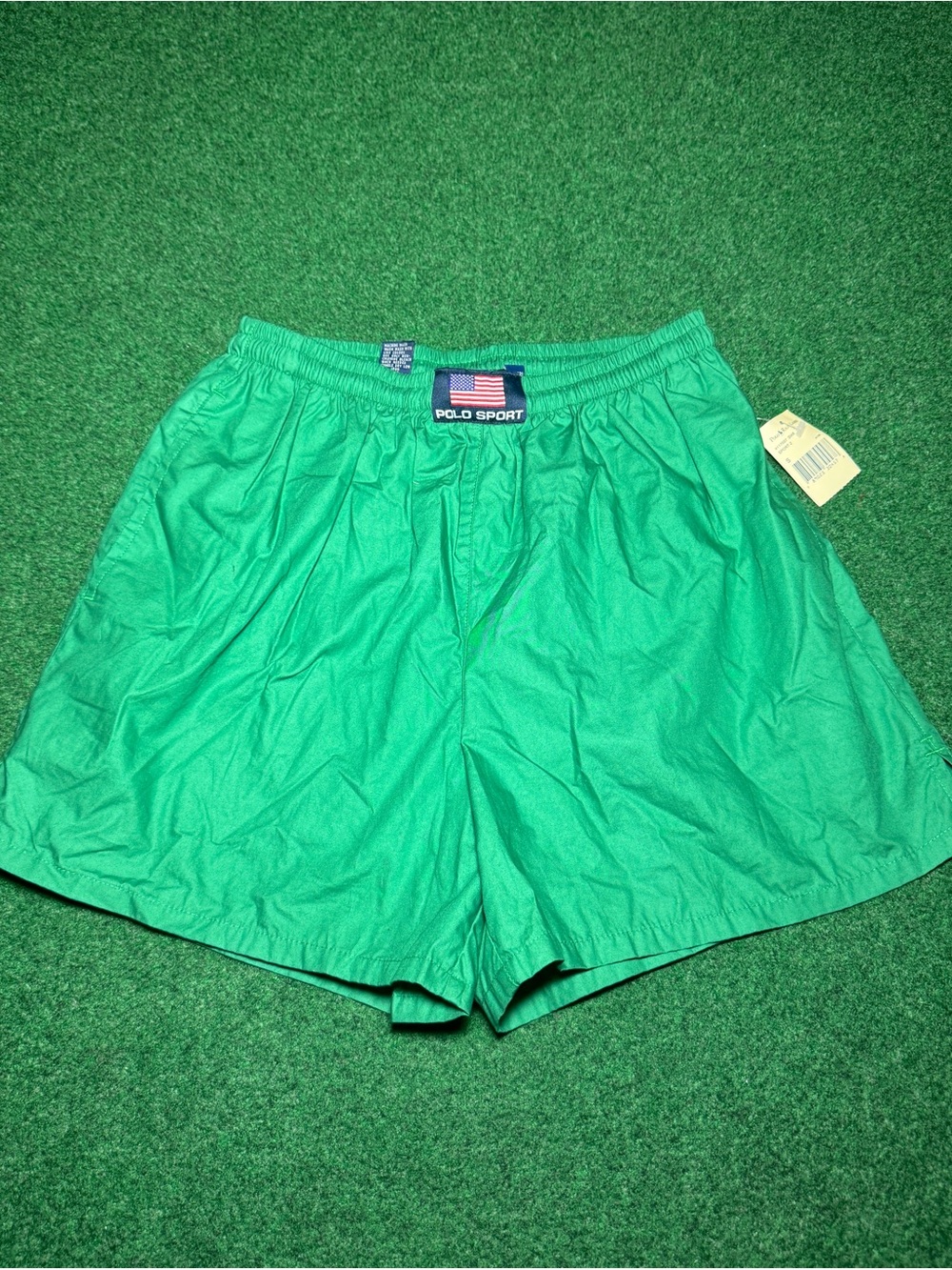 Vintage 90s Ralph Lauren Polo Sport Green Shorts, Swimming Trunks Deadstock S
